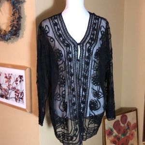 VINTAGE 80’s Beaded Transparent Floral Net NEW